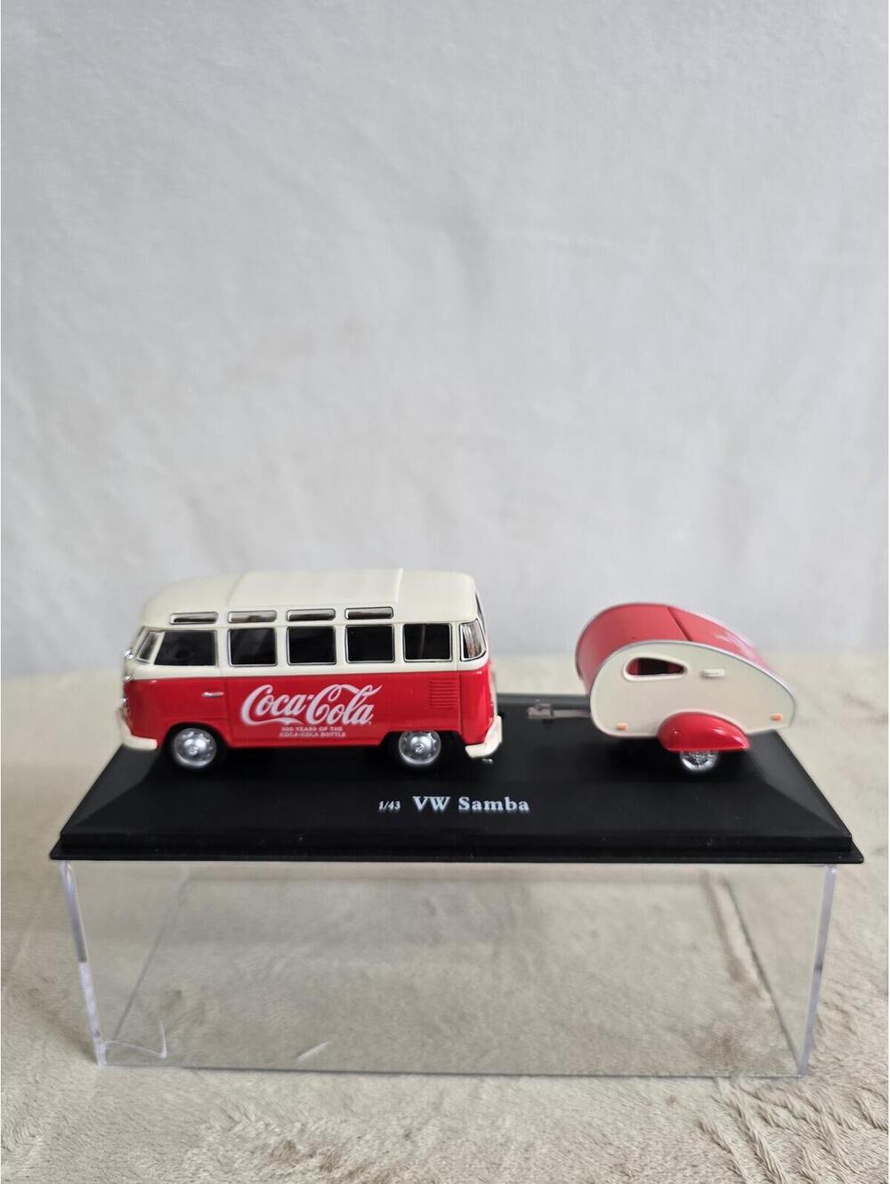 1/43 Scale VW Vintage Samba Bus with Coca-Cola Trailer Model